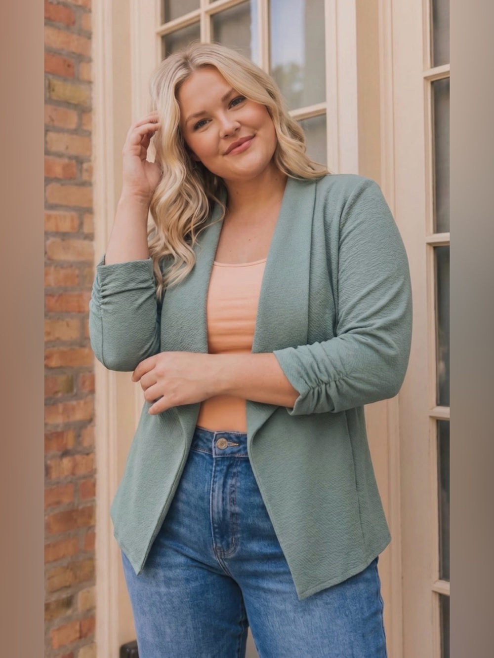 NWT [Andthewhy] Light Sage Open-Front Sweater Cardigan Women's Multiple Sizes